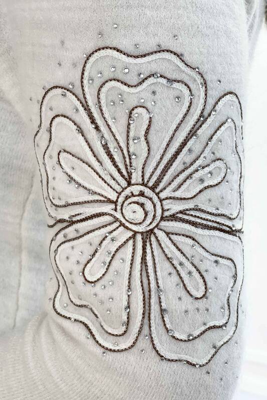 Suéter de angora con bordado floral para mujer al por mayor - 18875 | kazee