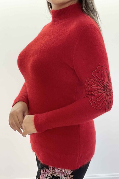 Suéter de angora con bordado floral para mujer al por mayor - 18875 | kazee - Thumbnail