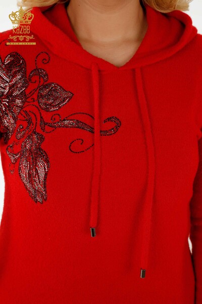 Venta al por mayor Suéter de Mujer Con Capucha Estampado Rojo - 40005 | kazee - Thumbnail