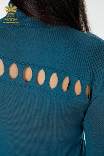 Venta al por mayor Suéter Mujer Cuello Alto Estampado Petróleo - 14053 | kazee - Thumbnail