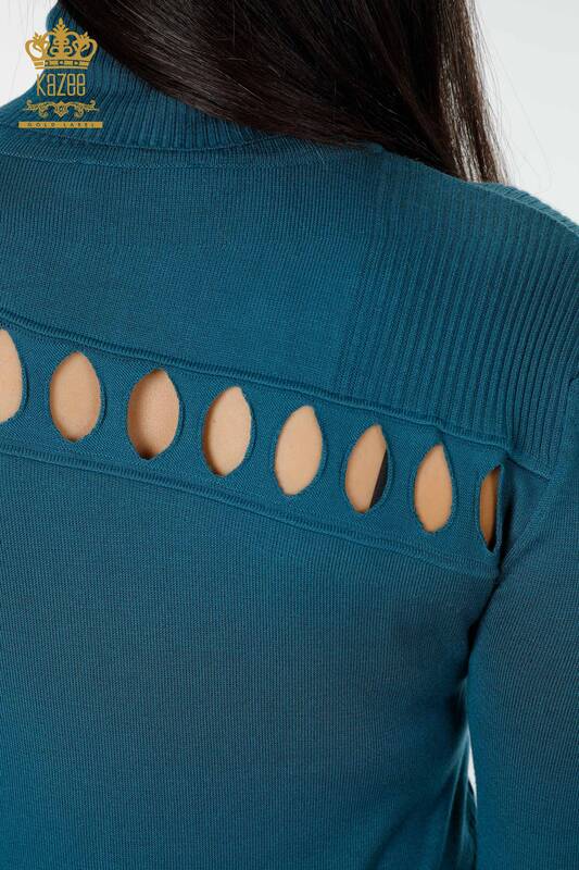 Venta al por mayor Suéter Mujer Cuello Alto Estampado Petróleo - 14053 | kazee
