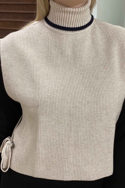 Venta al por mayor Suéter de Cuello Alto para Mujer con Lados Abiertos - 15424 | kazee - Thumbnail