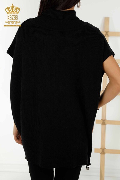 Venta al por mayor Suéter sin mangas para mujer - Cuello alto Negro - 30229 | kazee - Thumbnail