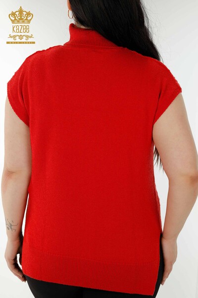 Venta al por mayor Mujer Suéter Sin Mangas Estampado Floral Rojo - 30179 | kazee - Thumbnail