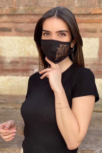 Venta al por mayor Máscara de Mujer con Patrón Detallado de Piedra - 382 | kazee - Thumbnail