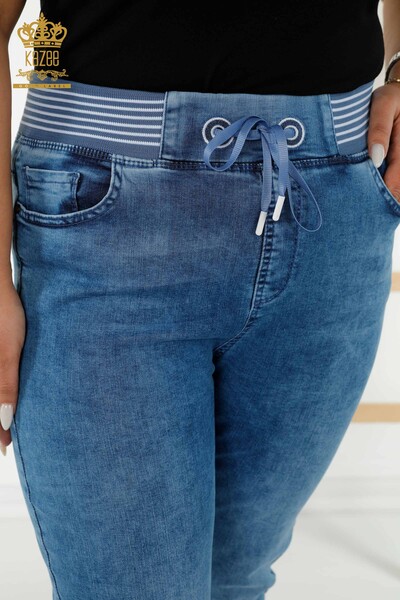 Venta al por mayor Jeans Mujer - Cintura Elástica - Azul - 3678 | kazee - Thumbnail