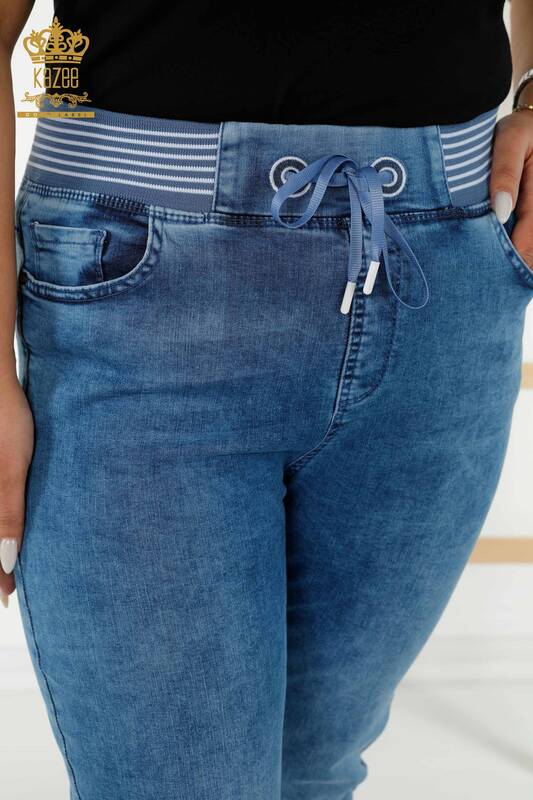 Venta al por mayor Jeans Mujer - Cintura Elástica - Azul - 3678 | kazee