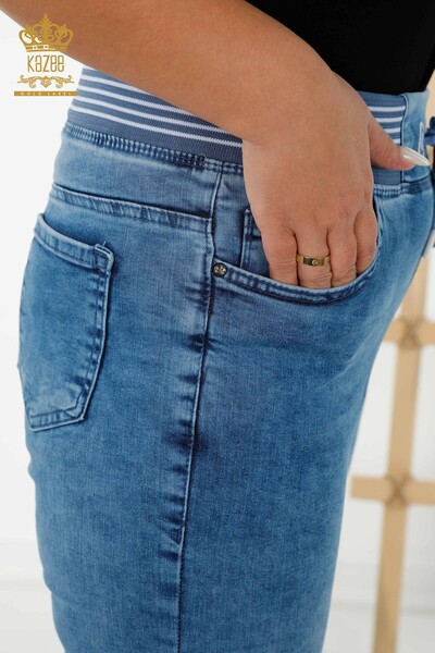 Venta al por mayor Jeans Mujer - Cintura Elástica - Azul - 3678 | kazee - Thumbnail