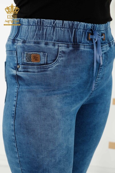 Venta al por mayor Jeans de Mujer - Cintura Elástica - Azul - 3698 | kazee - Thumbnail