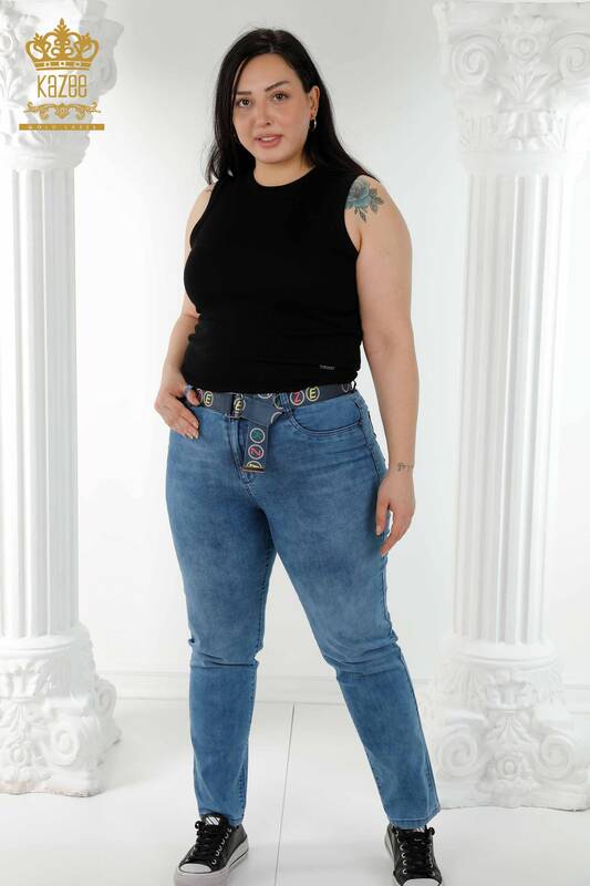 Venta al por mayor Jeans Mujer Azul Con Cinturón - 3681 | kazee