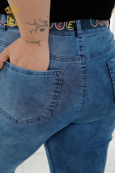 Venta al por mayor Jeans Mujer Azul Con Cinturón - 3681 | kazee - Thumbnail