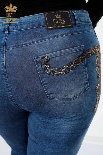 Venta al por mayor Jeans Mujer Patrón Tigre Azul - 3294 | kazee - Thumbnail