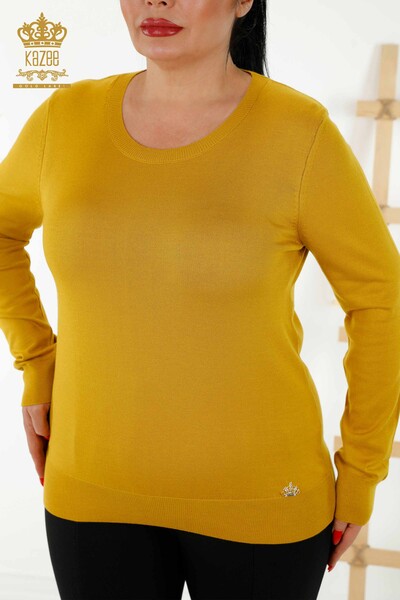 Venta al por mayor de Suéter Mujer - Básico - Con Logo - Azafrán - 30213 | kazee - Thumbnail