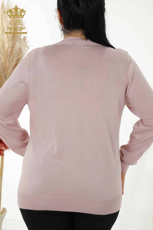 Venta al por mayor de Suéter de Punto para Mujer - Básico - Con Logo - Polvo - 30181 | kazee