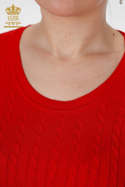 Venta al por mayor de prendas de punto básicas de viscosa con cuello redondo y manga larga para mujer - 15221 | kazee - Thumbnail