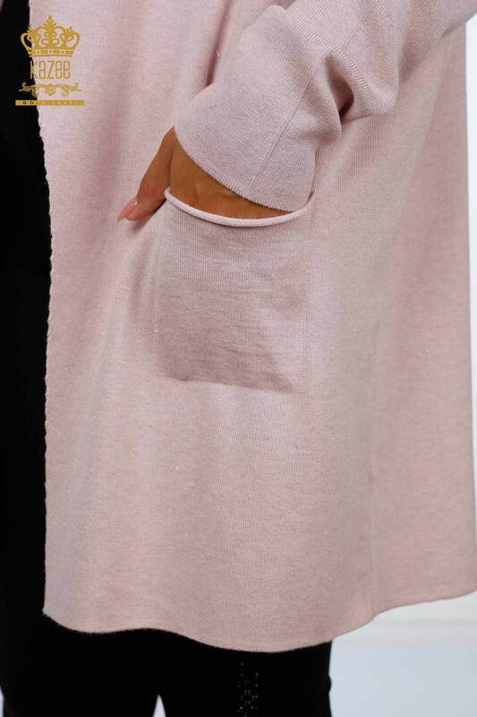 Venta al por mayor de prendas de punto para mujer, cardigan, bolsillo largo, viscosa detallada - 16871 | kazee