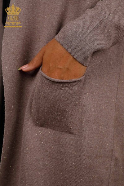 Venta al por mayor de prendas de punto para mujer, cardigan, bolsillo largo, viscosa detallada - 16871 | kazee - Thumbnail