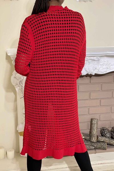Venta al por mayor de prendas de punto para mujer Cardigan suelta larga detallada - 16250 | kazee - Thumbnail
