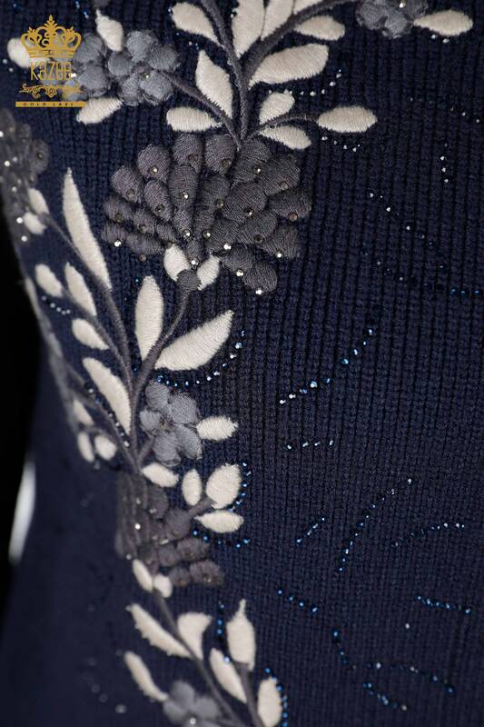 Venta al por mayor de las mujeres de punto chaleco corto bordado floral piedra bordada - 16814 | kazee