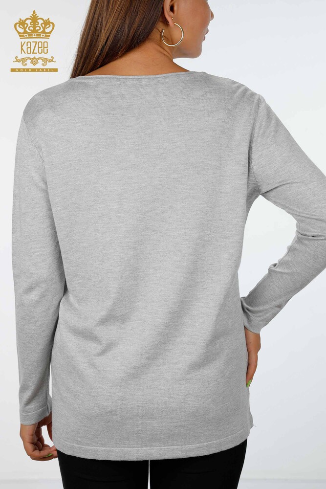 Venta al por mayor de prendas de punto para mujer con estampado de cisnes bordados con purpurina de transición - 15847 | kazee - 10