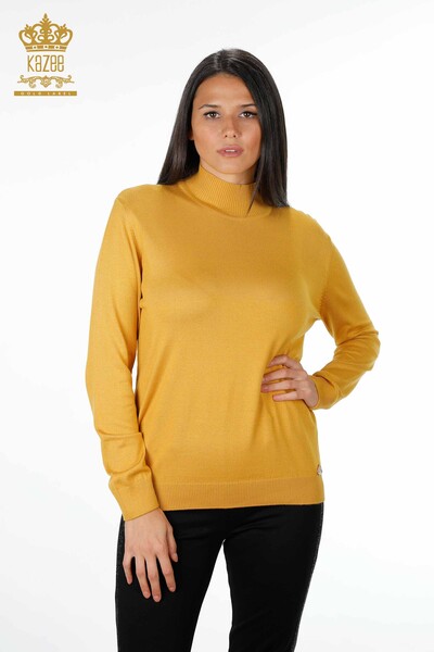 Venta al por mayor Prendas de punto para mujer, cuello alto, manga larga, viscosa básica - 15670 | kazee - 11