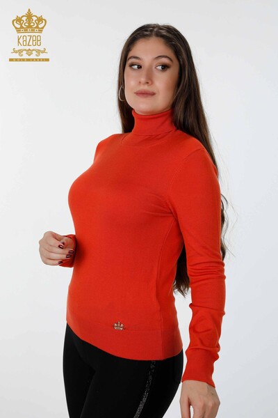Venta al por mayor Prendas de punto de cuello alto para mujer, manga larga, viscosa básica - 11122 | kazee - Thumbnail