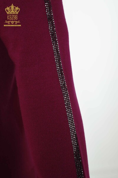 Venta al por mayor Suéter de Punto para Mujer - Cuello Redondo - Púrpura - 30159 | kazee - Thumbnail