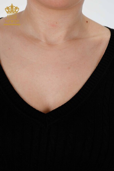 Venta al por mayor de prendas de punto para mujer con cuello en V básico de viscosa y manga larga - 15199 | kazee - Thumbnail