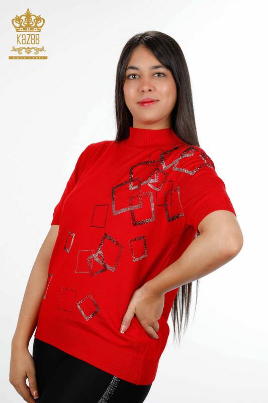 Venta al por mayor de prendas de punto para mujer con estampado modelo americano bordado con piedra - 16695 | kazee