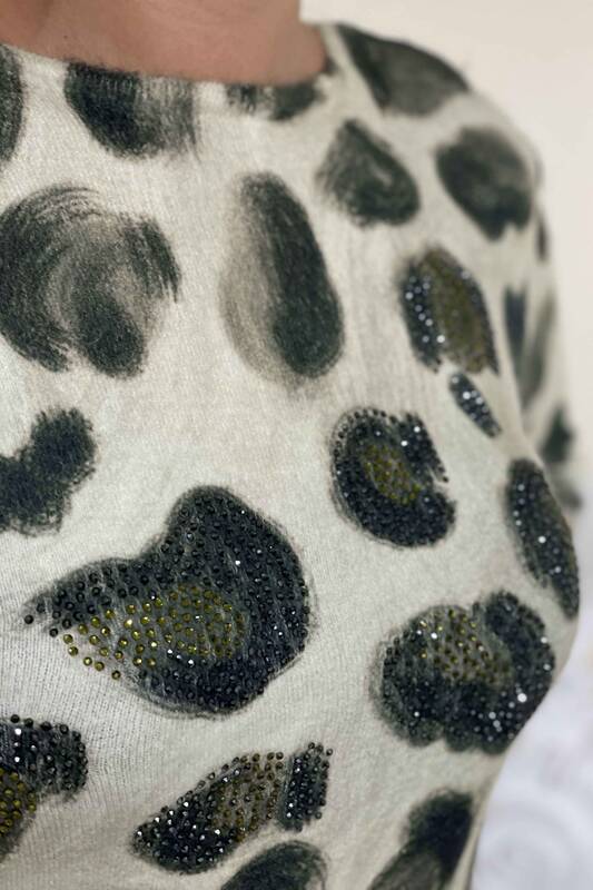 Venta al por mayor de prendas de punto de mujer con estampado digital de piedra de angora bordada - 18777 | kazee