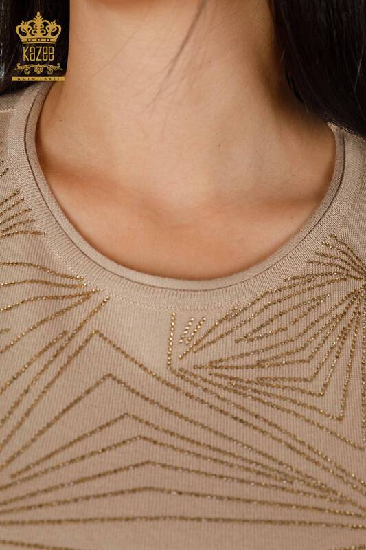 Venta al por mayor de prendas de punto para mujer con estampado de piedra modelo americano bordado - 16951 | kazee