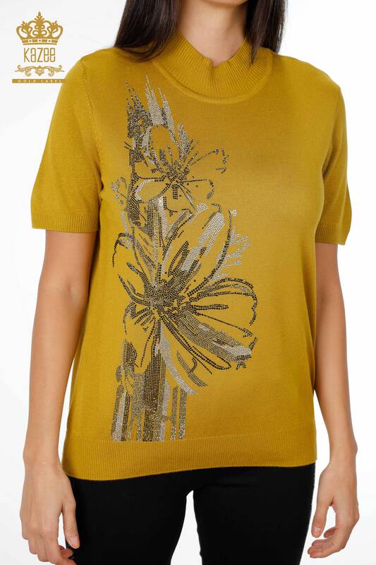 Venta al por mayor de prendas de punto para mujer con estampado floral American Model Stone - 16693 | kazee