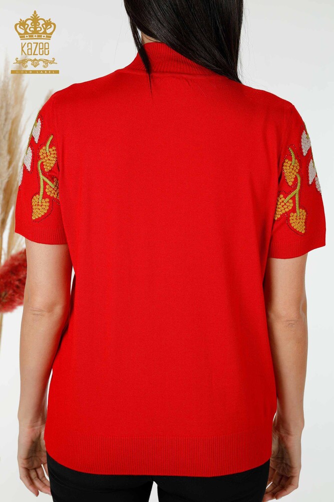 Venta al por mayor Prendas de punto para mujer con estampado de hojas rojas - 16753 | kazee - 10