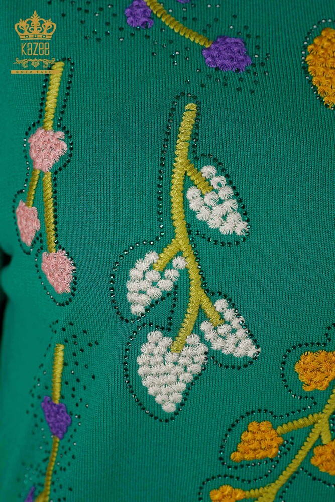 Venta al por mayor Prendas de punto para mujer con estampado de hojas verdes - 16753 | kazee - 4