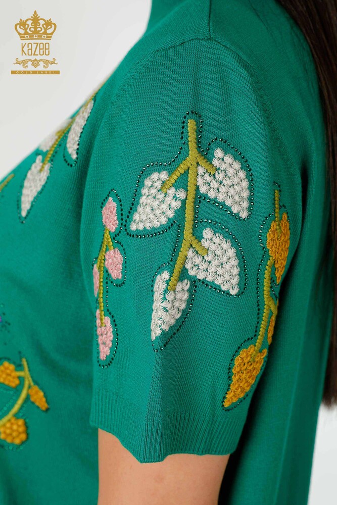 Venta al por mayor Prendas de punto para mujer con estampado de hojas verdes - 16753 | kazee - 6