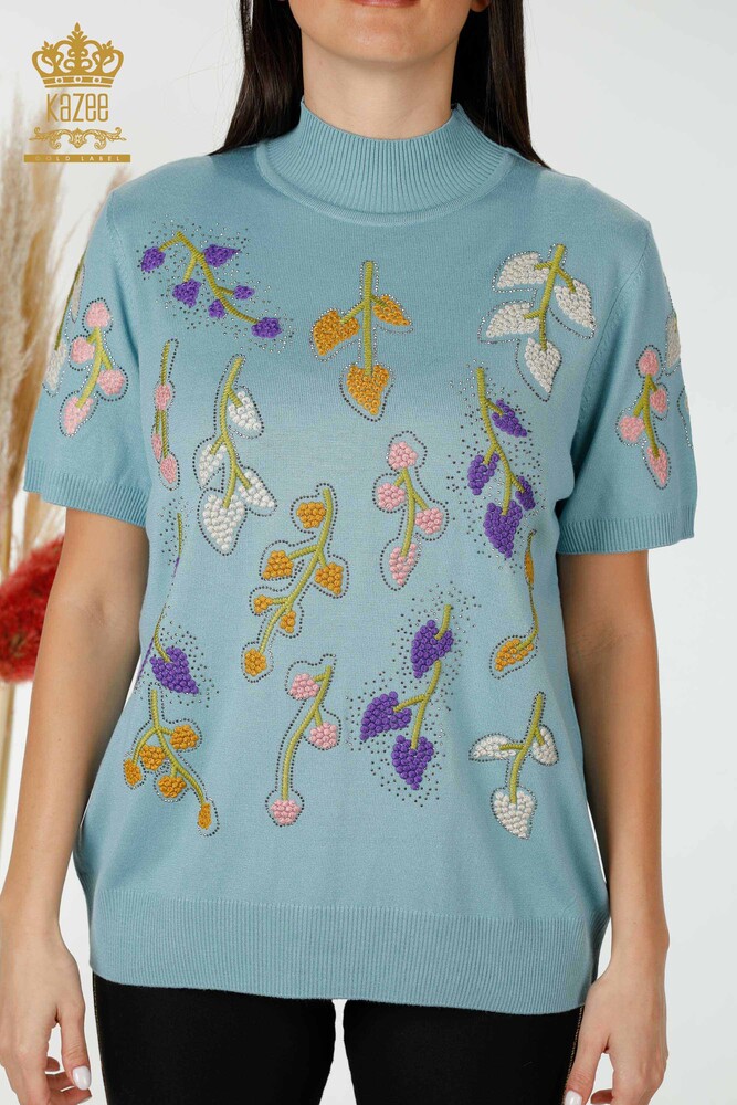 Venta al por mayor Prendas de punto para mujer con estampado de hojas de menta - 16753 | kazee - 2