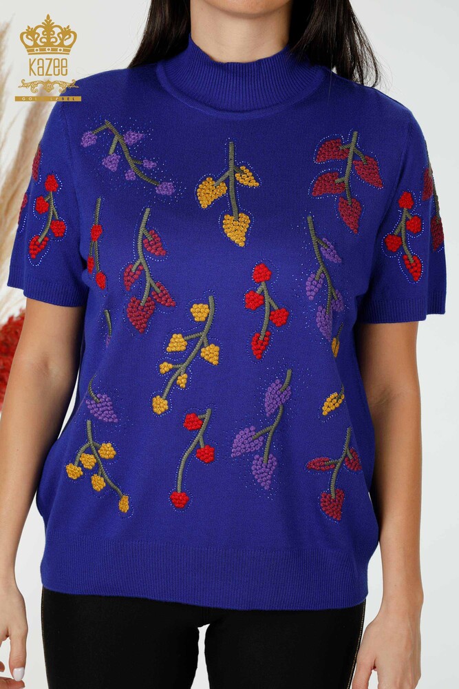 Venta al por mayor de prendas de punto con estampado de hojas Saks para mujer - 16753 | kazee - 2