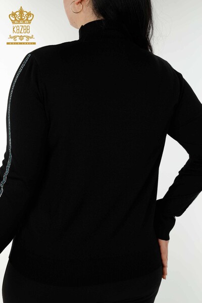 Venta al por mayor Suéter de punto para mujer con diseño de pájaro negro - 16459 | kazee - Thumbnail
