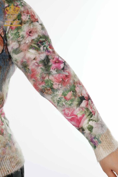 Venta al por mayor de las mujeres de punto Suéter de angora de pie patrón floral cuello - 18947 | kazee - Thumbnail