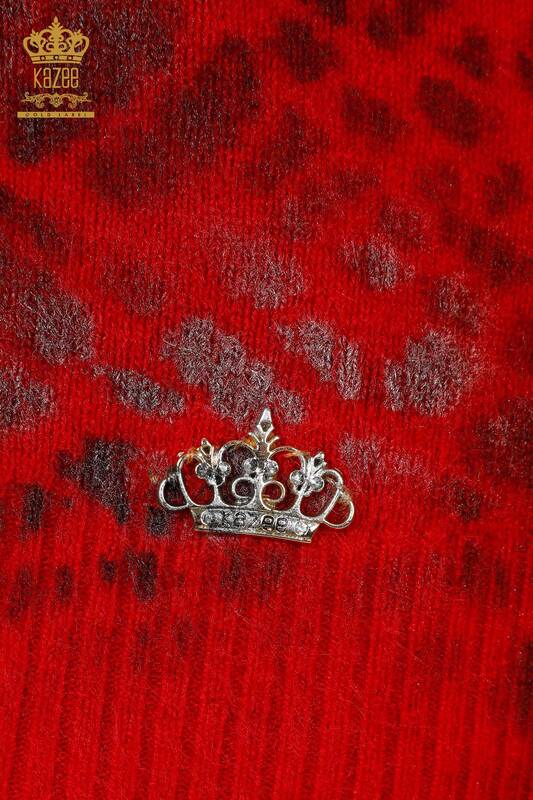 Venta al por mayor Suéter de punto para mujer Patrón de angora rojo - 18980 | kazee