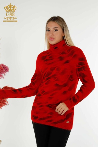 Venta al por mayor Suéter de punto para mujer Patrón de angora rojo - 18990 | kazee - Thumbnail