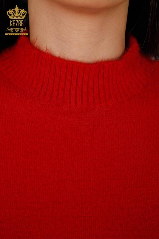 Venta al por mayor Suéter de punto con logotipo de angora para mujer y cuello alto básico - 18915 | kazee