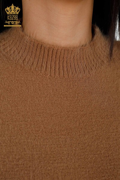 Venta al por mayor Suéter de punto con logotipo de angora para mujer y cuello alto básico - 18915 | kazee - Thumbnail