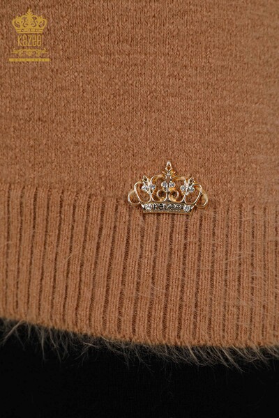 Venta al por mayor Suéter de punto con logotipo de angora para mujer y cuello alto básico - 18915 | kazee - Thumbnail