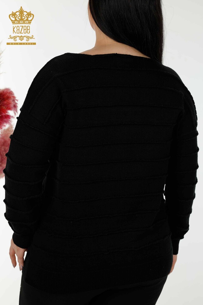 Venta al por mayor Prendas de punto para mujer Self Woven Negro - 30169 | kazee - 5