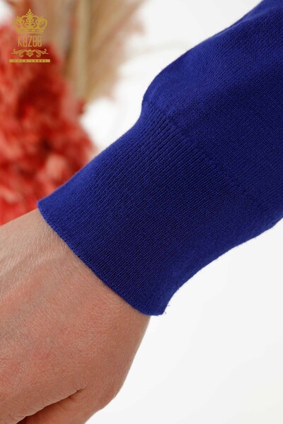 Venta al por mayor de Suéter de Punto para Mujer - Básico - Con Logo - Azul Oscuro - 30213 | kazee - Thumbnail