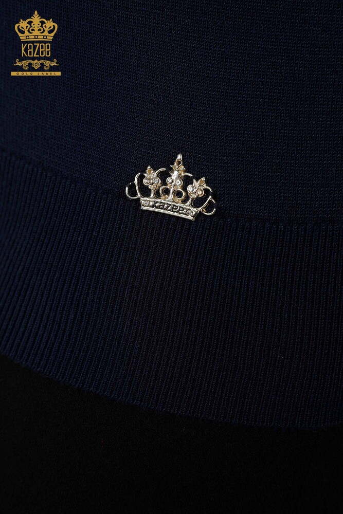 Venta al por mayor Suéter de punto para mujer Basic Logo Navy - 30181 | kazee - 4