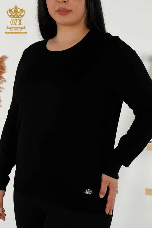 Venta al por mayor Suéter de mujer - Básico - Con Logo - Negro - 30213 | kazee