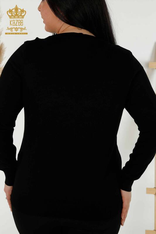 Venta al por mayor Suéter de mujer - Básico - Con Logo - Negro - 30213 | kazee