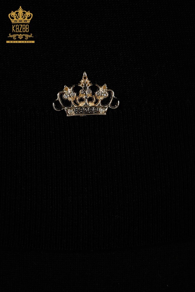 Venta al por mayor Suéter de mujer - Básico - Con Logo - Negro - 30213 | kazee - 5